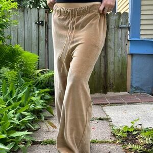 Discontinued Nili Lotan Daphne velour camel wide leg joggers